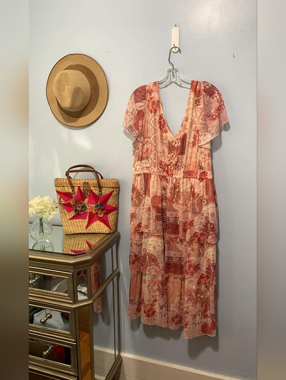Maurices Pink and Cream Boho Maxi Dress